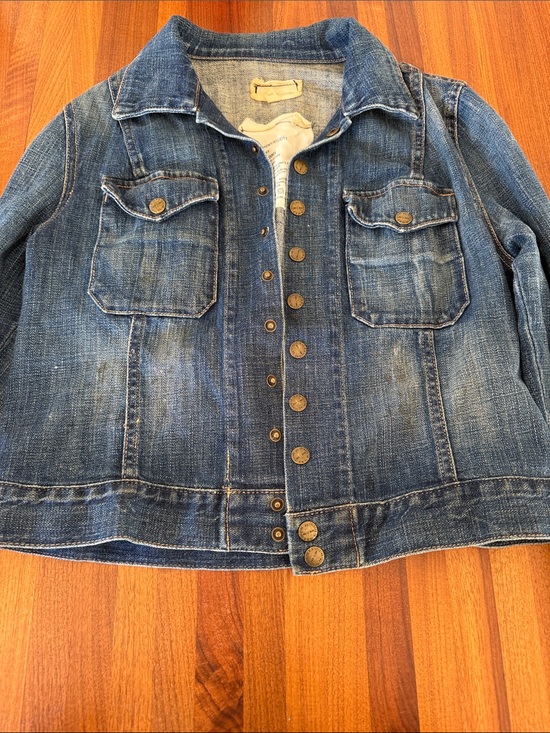 Current/Elliott Jackets & Blazers - Current/Elliott Blue Denim Snap Jacket - Barn Dark
